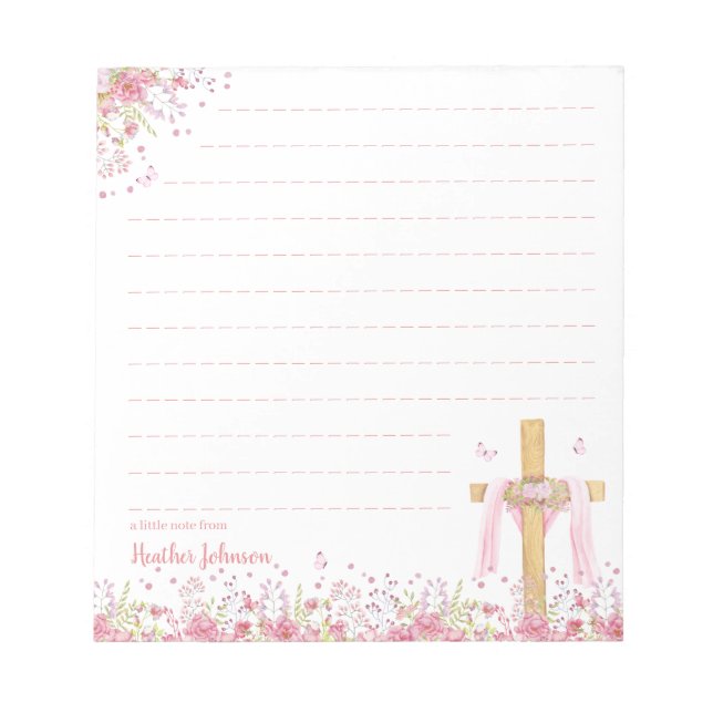 Bloco De Notas Cruz de Páscoa Cristã Personalizada (Frente)