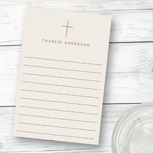 Bloco De Notas Cruzamento cristão elegante, linha castanha clara