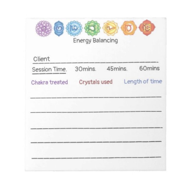 Bloco De Notas Crystal Chakra Energy Balancing (Frente)