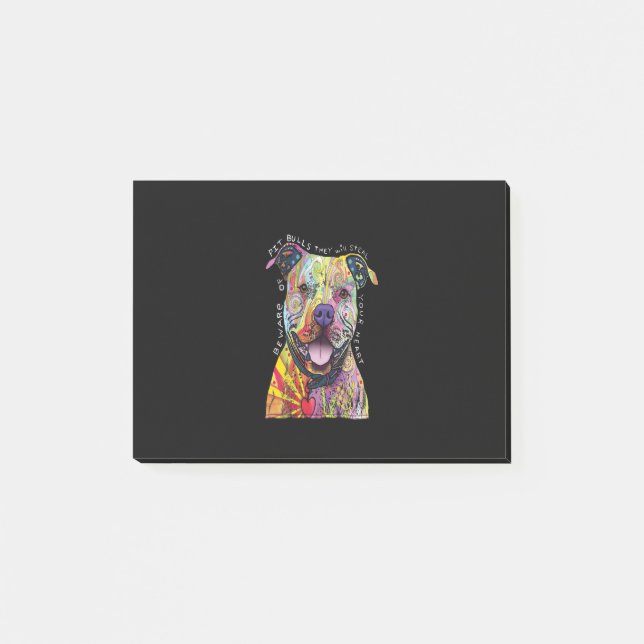 Bloco De Notas Cuidado com os cães Pitbull que roubarão seu coraç (Frente)