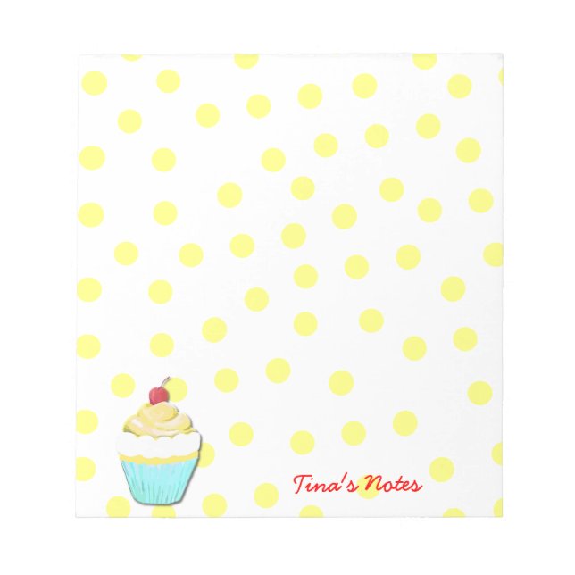 Bloco de notas Cupcake amarelo (Frente)