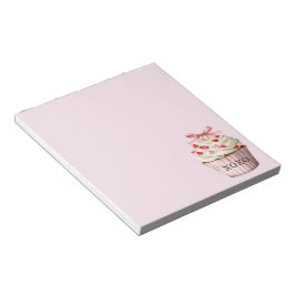 Bloco De Notas Cupcake Arco Rosa Corações Vermelhos