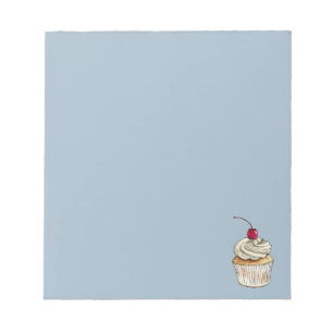 Bloco De Notas Cupcake da aguarela com chantiliy e cereja