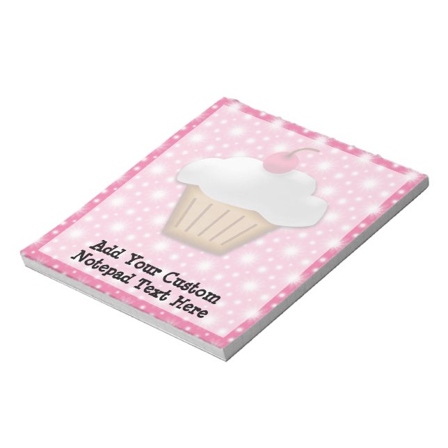 Bloco De Notas Cupcake de corte com cereja rosa no topo (Invertido)
