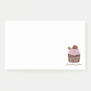 Bloco De Notas Cupcake De Morango Cujo Cama É Em Aquarela