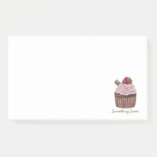 Bloco De Notas Cupcake De Morango Cujo Cama É Em Aquarela