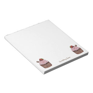 Bloco De Notas Cupcake De Morango Cujo Cama É Em Aquarela