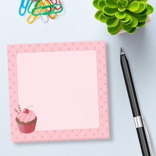 Bloco De Notas Cupcake delicioso doce da cereja no rosa