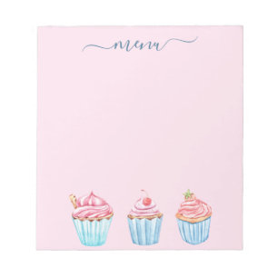 Bloco De Notas Cupcakes azuis cor-de-rosa-cinza