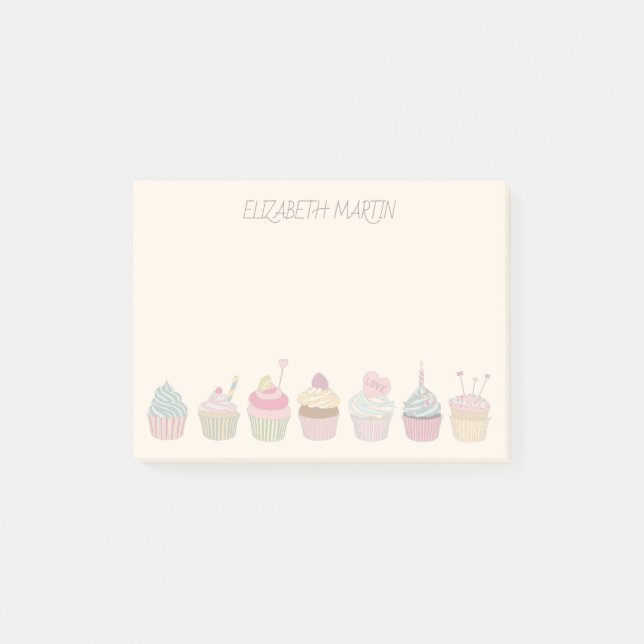 Bloco De Notas Cupcakes e Nome (Frente)