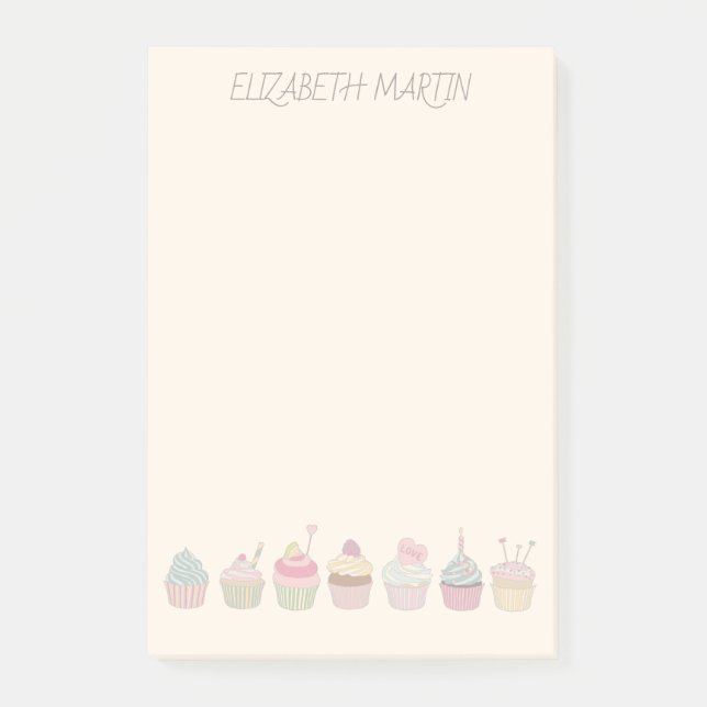 Bloco De Notas Cupcakes e Nome (Frente)