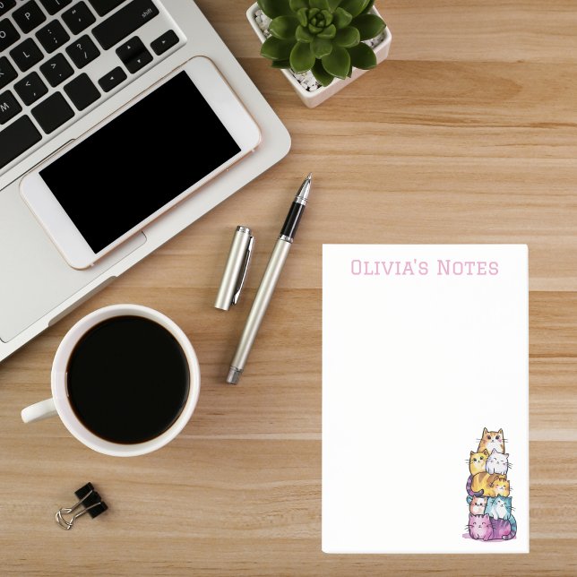 Bloco De Notas Curta Aquarela Personalizada Para Gatos Diversão (Criador carregado)