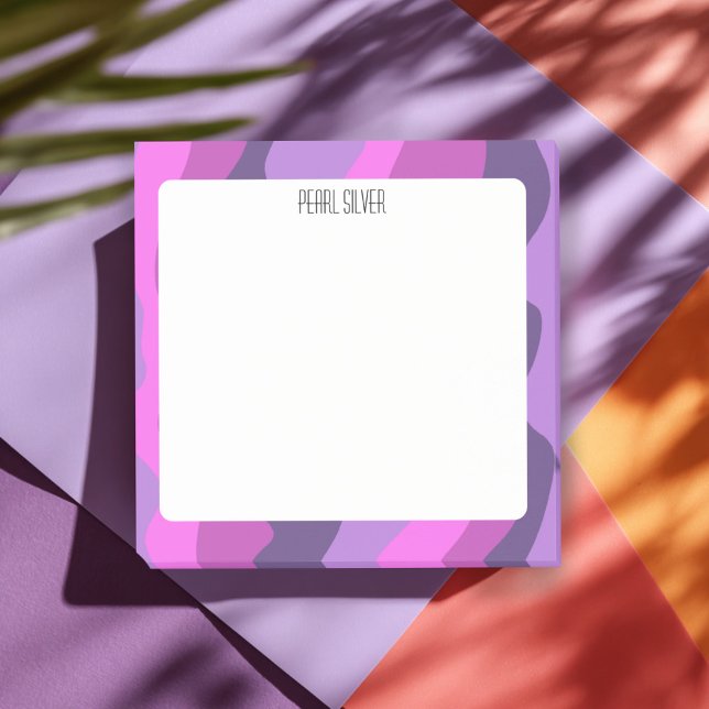 Bloco De Notas Curvas Coloridas Monograma Chic PERSalizado Person (Purple Colorful Curves CUSTOM Chic Monogram Personalized Post-it Notes
)
