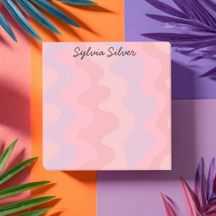 Bloco De Notas Curvas Rosa Personalizadas Monograma Chic Personal