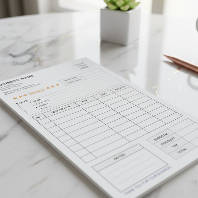 Bloco De Notas Custom Business Logo & Invoice Order Form Pad (Personalized Logo Small Business Invoice Receipt Notepad)