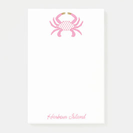 Bloco De Notas Custom Chic Pink Crab | Coastal Sticky Notes