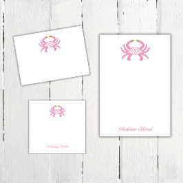 Bloco De Notas Custom Chic Pink Crab | Coastal Sticky Notes
