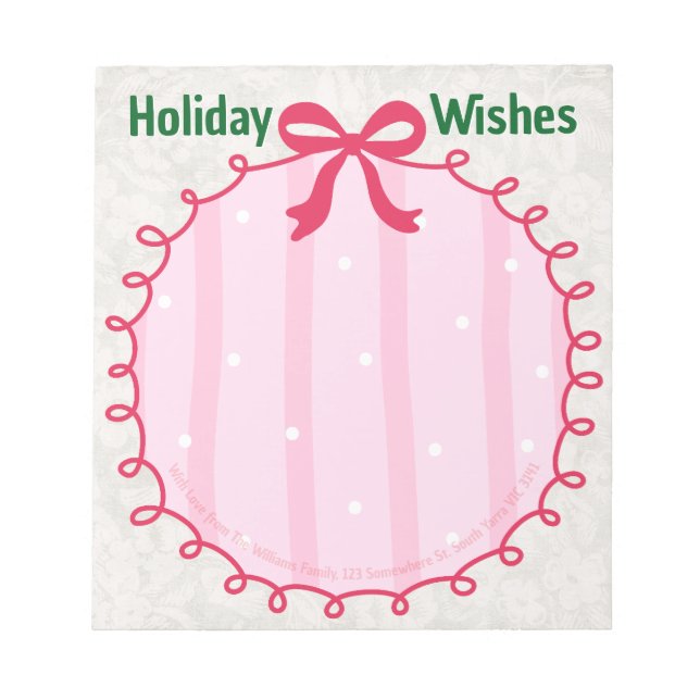 Bloco De Notas Custom Christmas Doodle Holiday Message  (Frente)