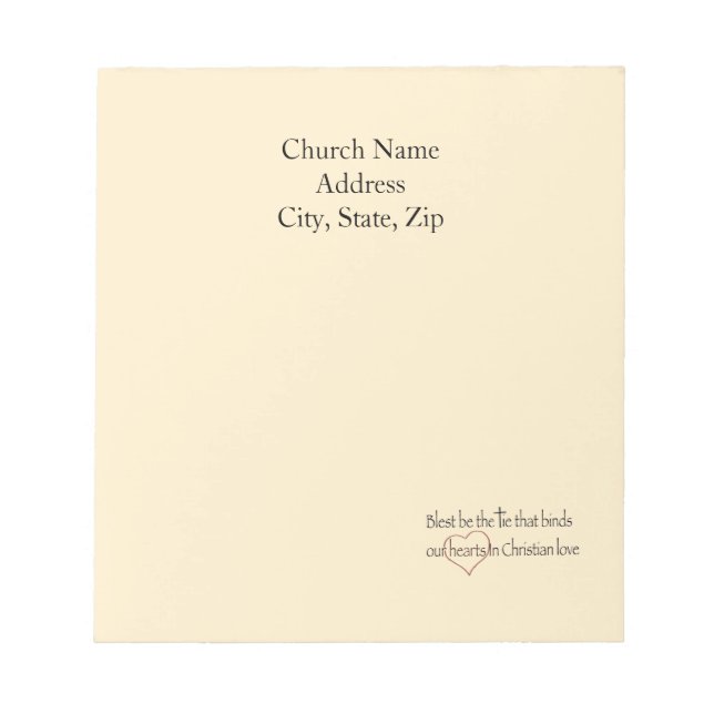 Bloco De Notas Custom Church Name Blest Be The Tie  (Frente)