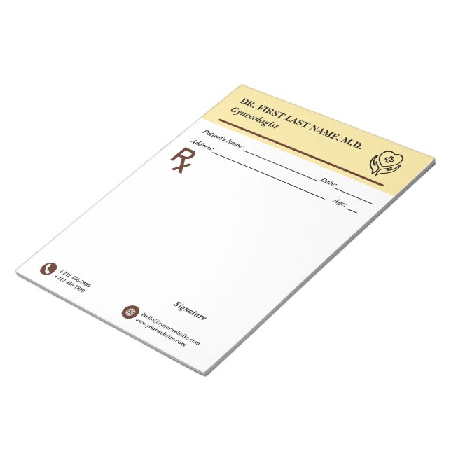 Bloco De Notas Custom Doctor Prescription Notepad Editable RX Pad (Inclinado)