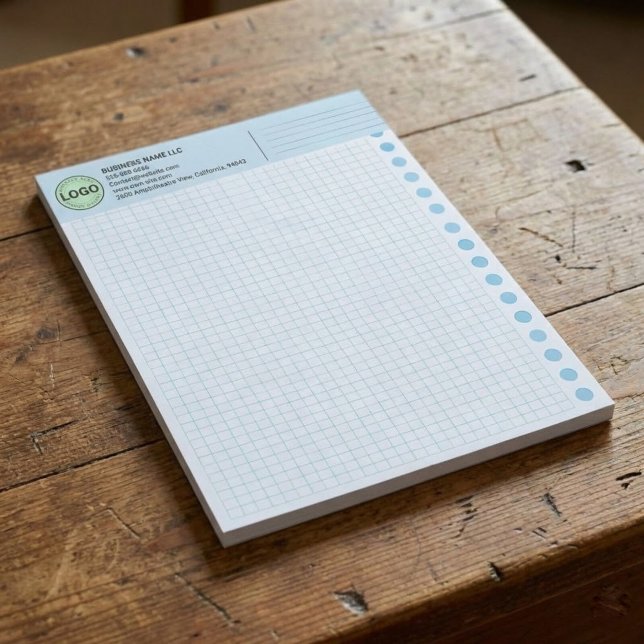 Bloco De Notas Custom Graph Paper Logo Pad (Grid Sheets, Squares) (promotional gridded paper with company logo)