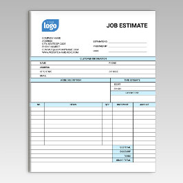 Bloco De Notas Custom Logo Business Job Estimate Form Notepad