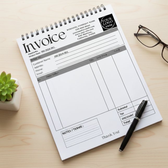 Bloco De Notas Custom Logo Small Business Invoice Sales Receipt (Criador carregado)