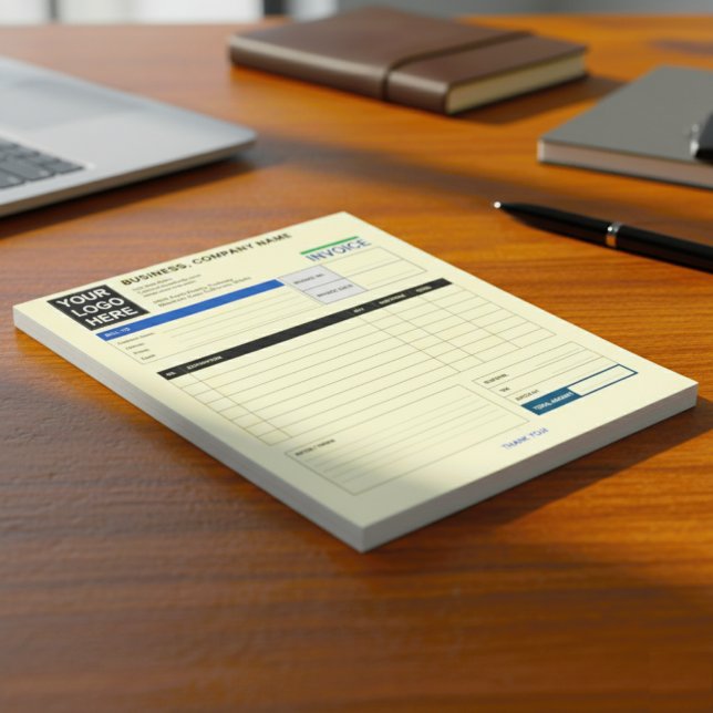 Bloco De Notas Custom Logo Small Business Invoice Sales Receipt (Custom company logo invoice)