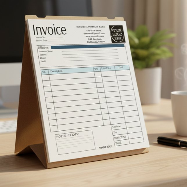 Bloco De Notas Custom Logo Small Business Invoice Sales Receipt O (Criador carregado)