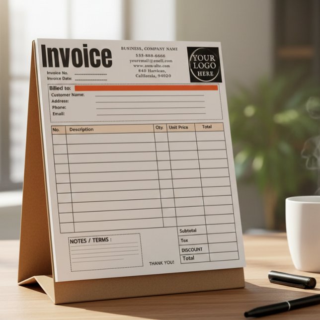 Bloco De Notas Custom Logo Small Business Invoice Sales Receipt O (Criador carregado)