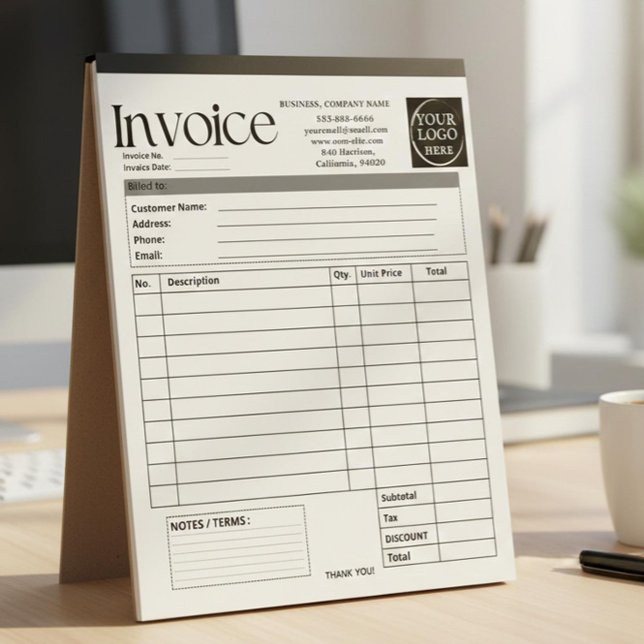 Bloco De Notas Custom Logo Small Business Invoice Sales Receipt O (Criador carregado)
