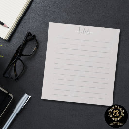 Bloco De Notas Custom Monogram Gray Taupe