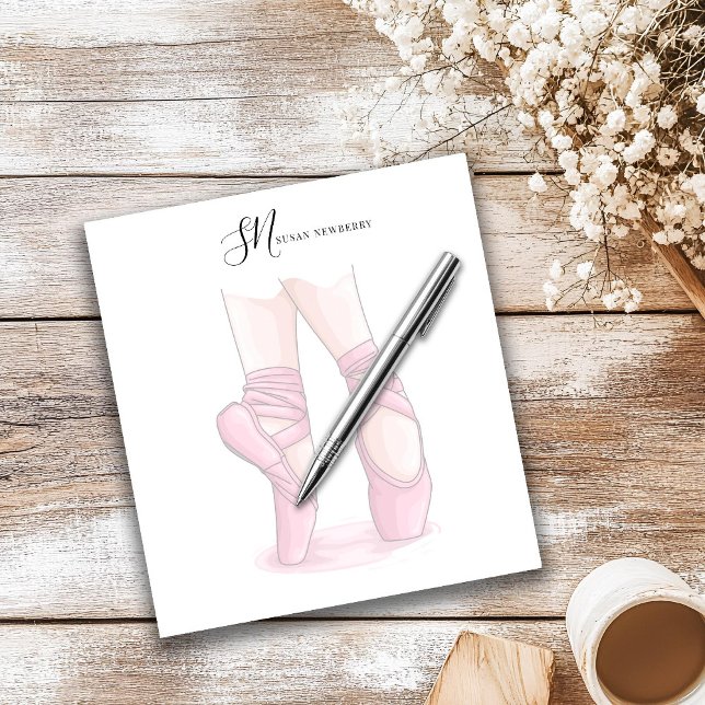 Bloco De Notas Custom Name and Initials Ballet Pointe Notepad (Criador carregado)