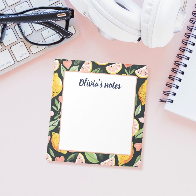 Bloco De Notas Custom Name Chic Lemon Citrus Fruits (Criador carregado)