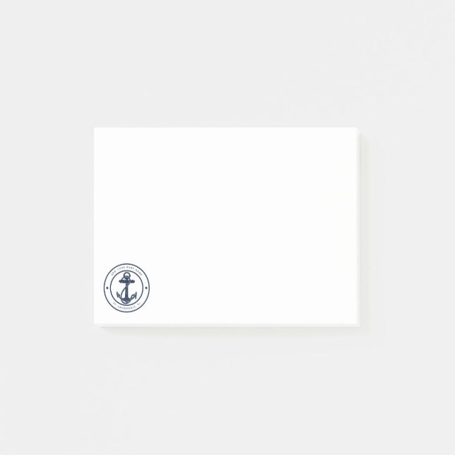 Bloco De Notas Custom Nautical Anchor Boat Name (Frente)
