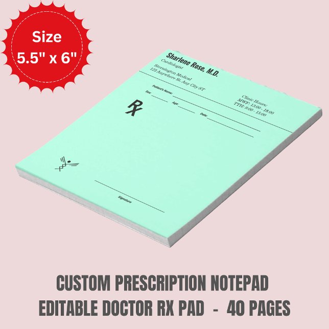 Bloco De Notas Custom Prescription Notepad – Editable Doctor RX (Custom Prescription Notepad – Editable Doctor RX)