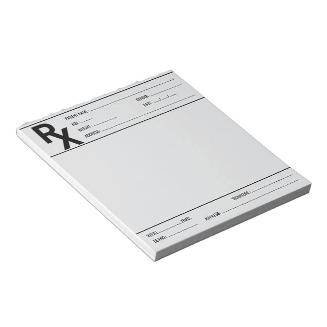 Bloco De Notas Custom Prescription Pad for Doctor Pharmacist Rx  (Inclinado)
