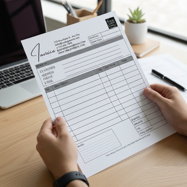 Bloco De Notas Custom Printable Order Form Business Logo Invoice (Criador carregado)