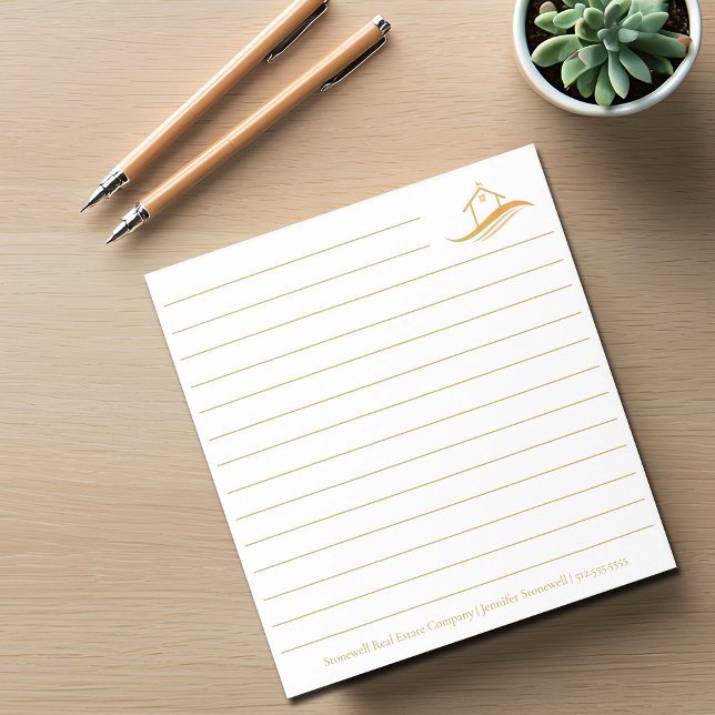 Bloco De Notas Custom Real Estate Company Gold House Realtor (Criador carregado)