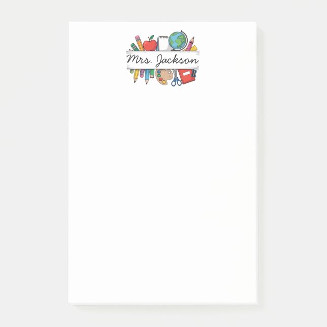 Bloco De Notas Custom Teacher Name Back to School (Frente)