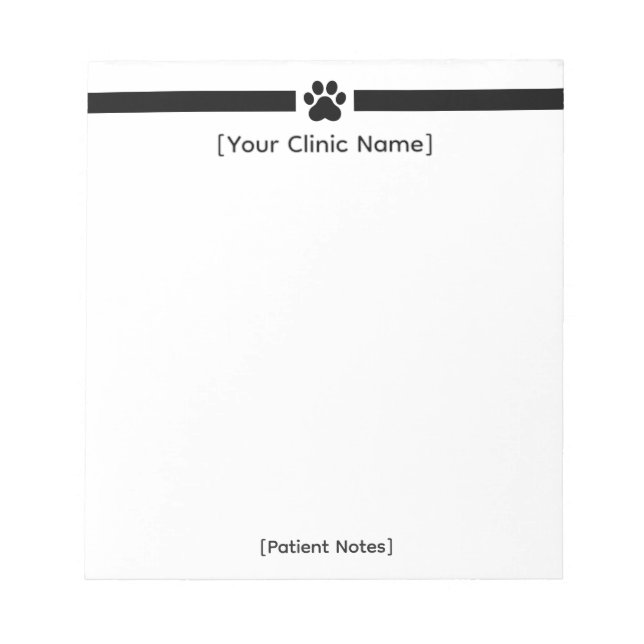 Bloco De Notas Custom Veterinary Office Notepad - Clinic Logo (Frente)