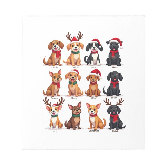 Bloco De Notas Cute 12 Dogs Xmas Funny Dog Lovers Christmas Dog M (Frente)