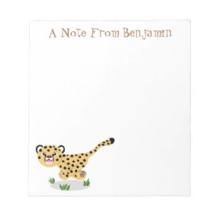 Bloco De Notas Cute baby cheetah running cartoon illustration