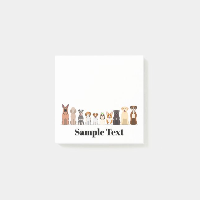 Bloco De Notas cute big&small dogs design post it (Frente)