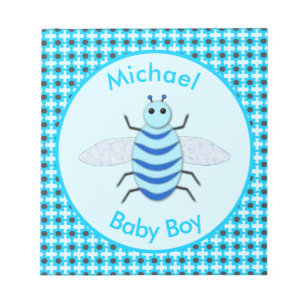 Bloco De Notas Cute Blue Baby Boy Personalizado