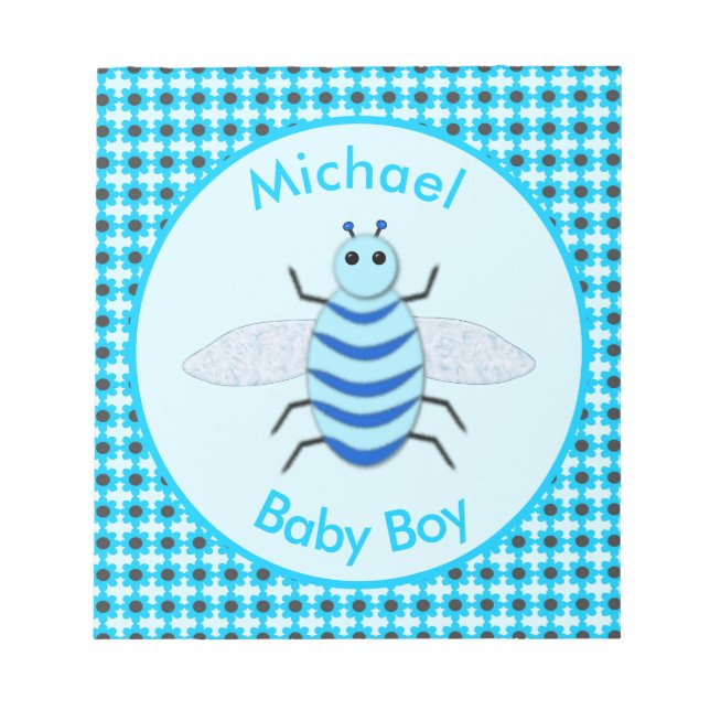 Bloco De Notas Cute Blue Baby Boy Personalizado (Frente)