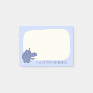 Bloco De Notas Cute Blue Hippopotamus Personalizado