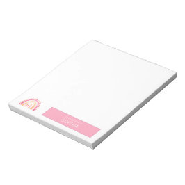 Bloco De Notas Cute Boho Watercolor Arco-íris a Rosa, personaliza