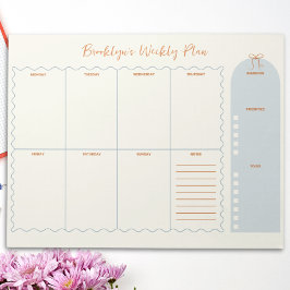 Bloco De Notas Cute Bow Doodle Planejador Semanal