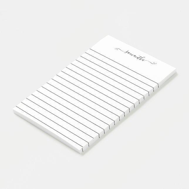 Bloco De Notas Cute Bow Signature Name Black Line White (Inclinado)